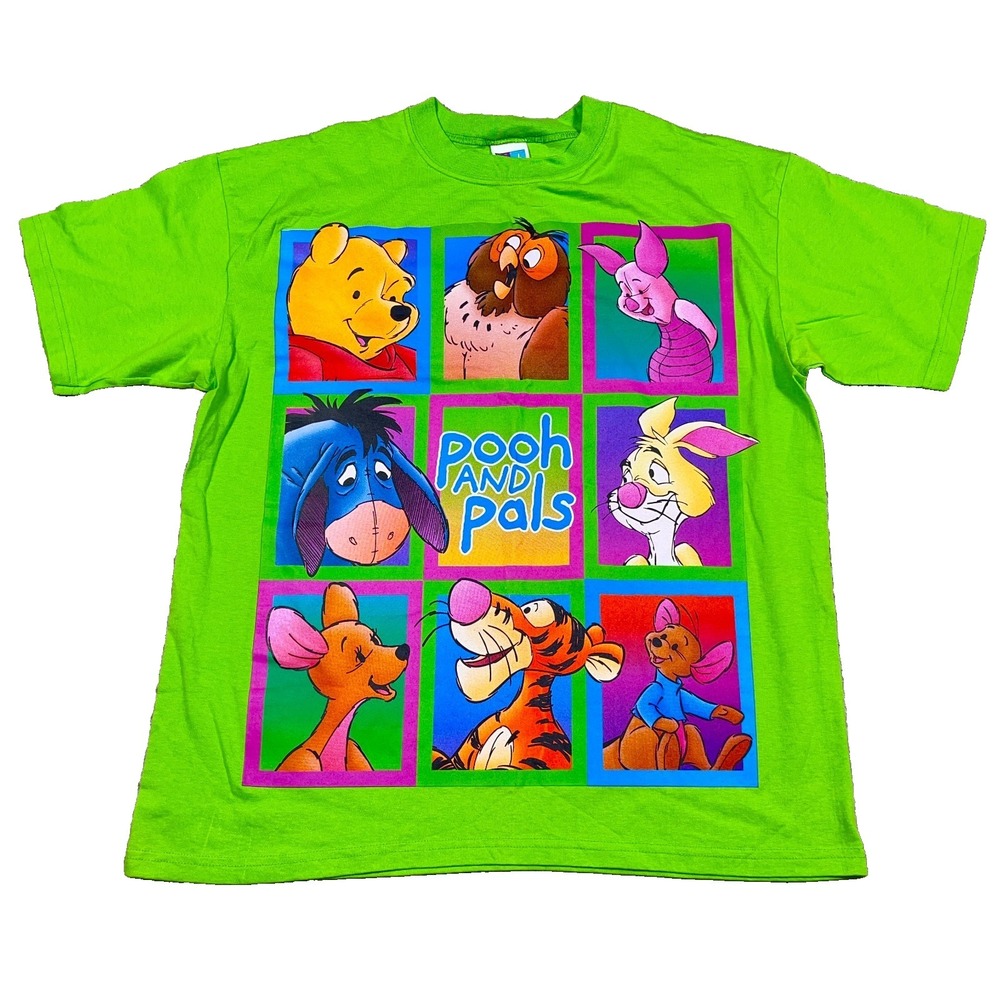 Vintage‎ Winnie The Pooh Shirt Women 18W 1X Lime Green Block Logo 90s USA Disney